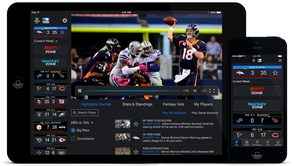 DirecTV – NFL Sunday Ticket App – Tablet, Mobile & Streaming Devices